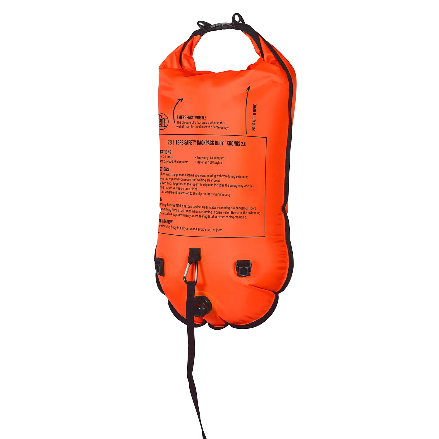 BTTLNS Kronos 2.0 rugtas zwemboei 28 liter oranje