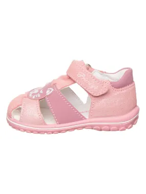 Leren enkelsandalen roze